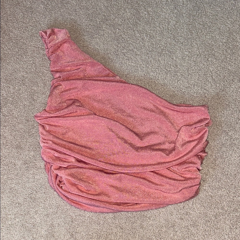 SHEIN Rose Pink Metallic Crop Top
